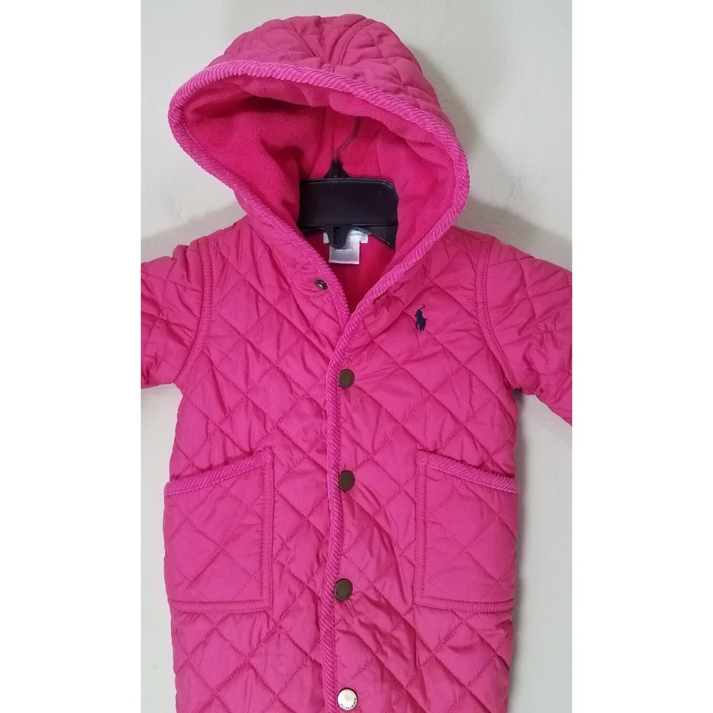 Ralph Lauren Bunting Quilted Insulated Hooded One-piece‎ Snowsuit sz 3M Flaw